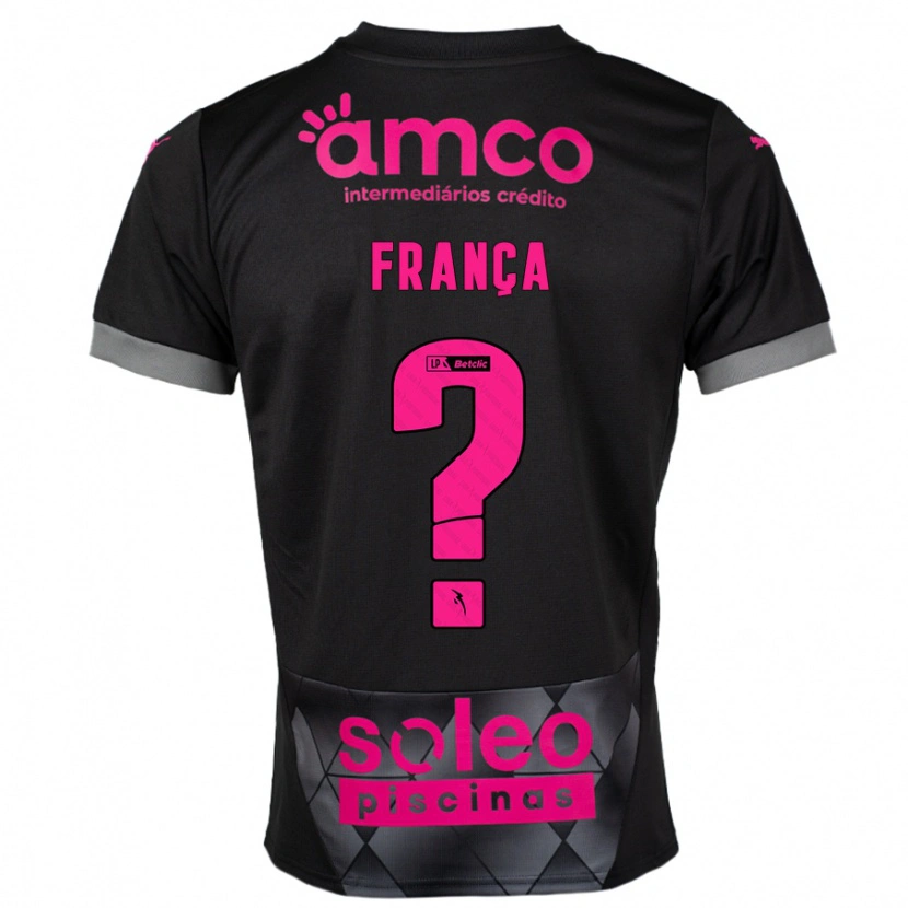 Danxen Børn Francisco França #0 Sort Pink Udebane Spillertrøjer 2024/25 Trøje T-Shirt