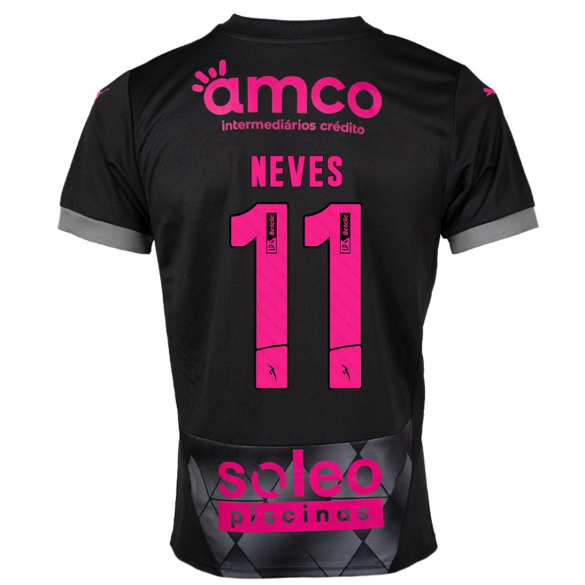 Danxen Børn Bernardo Neves #11 Sort Pink Udebane Spillertrøjer 2024/25 Trøje T-Shirt