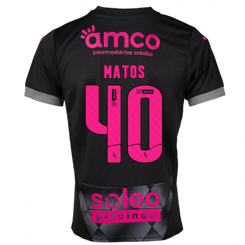 Danxen Børn João Matos #40 Sort Pink Udebane Spillertrøjer 2024/25 Trøje T-Shirt