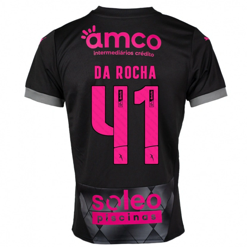 Danxen Børn Yanis Da Rocha #41 Sort Pink Udebane Spillertrøjer 2024/25 Trøje T-Shirt