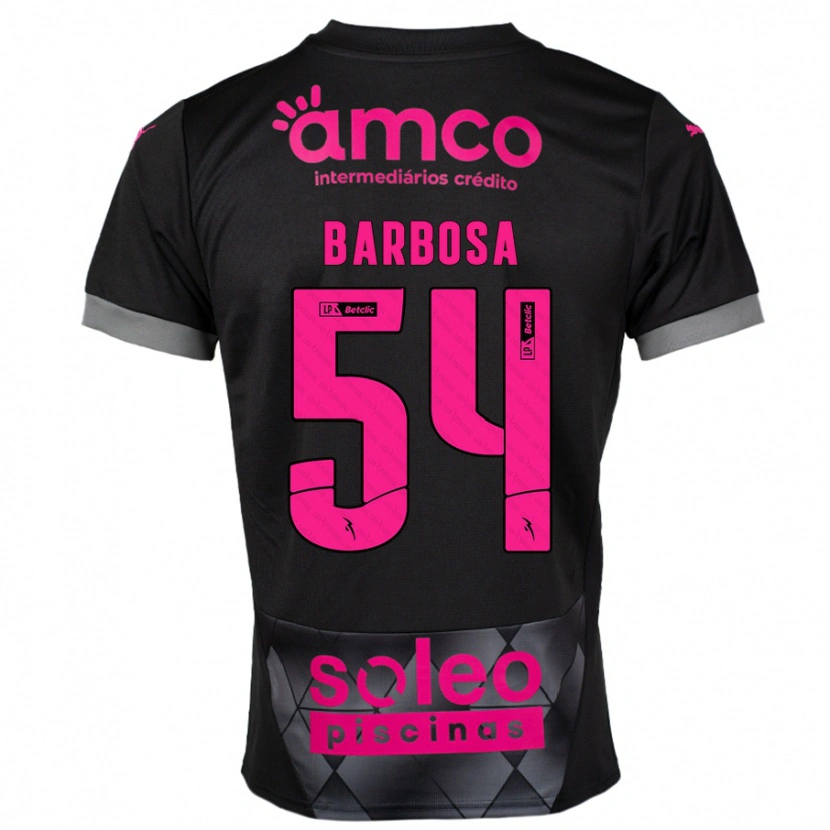 Danxen Børn Guilherme Barbosa #54 Sort Pink Udebane Spillertrøjer 2024/25 Trøje T-Shirt