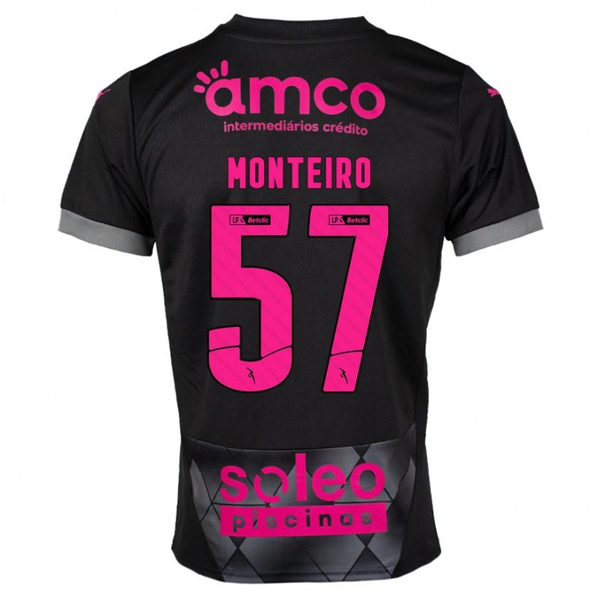 Danxen Børn Jordan Monteiro #57 Sort Pink Udebane Spillertrøjer 2024/25 Trøje T-Shirt