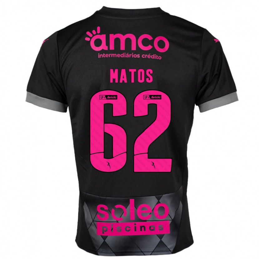 Danxen Børn Nuno Matos #62 Sort Pink Udebane Spillertrøjer 2024/25 Trøje T-Shirt