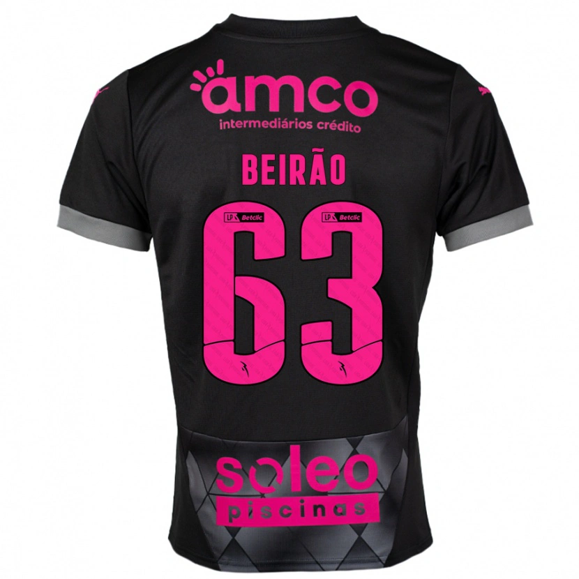Danxen Børn Rodrigo Beirão #63 Sort Pink Udebane Spillertrøjer 2024/25 Trøje T-Shirt