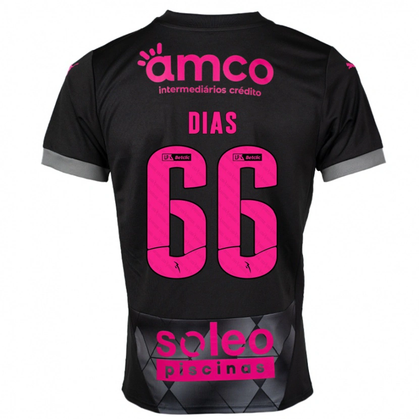 Danxen Børn Gonçalo Dias #66 Sort Pink Udebane Spillertrøjer 2024/25 Trøje T-Shirt