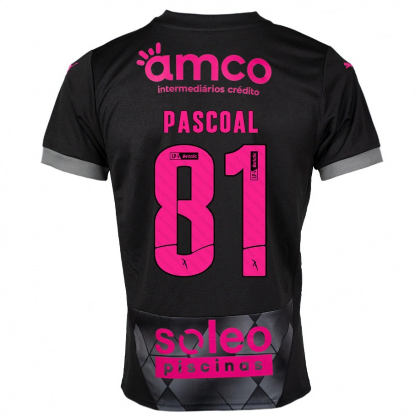 Danxen Børn Fodé Pascoal #81 Sort Pink Udebane Spillertrøjer 2024/25 Trøje T-Shirt