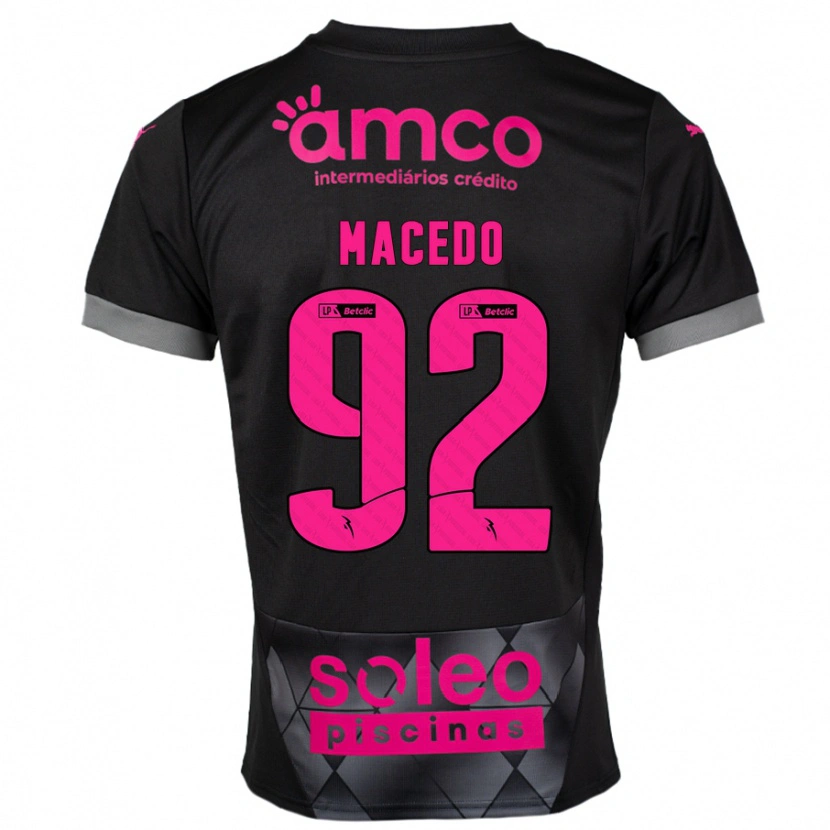 Danxen Børn Rodrigo Macedo #92 Sort Pink Udebane Spillertrøjer 2024/25 Trøje T-Shirt