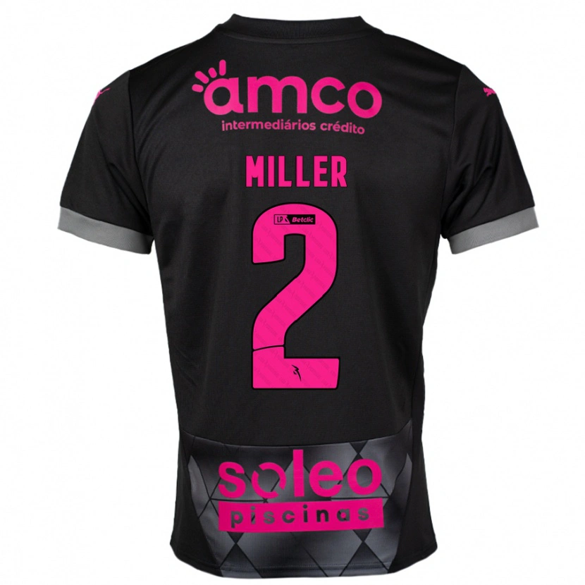 Danxen Børn Maria Miller #2 Sort Pink Udebane Spillertrøjer 2024/25 Trøje T-Shirt
