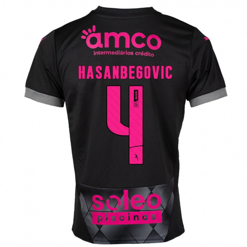 Danxen Børn Melisa Hasanbegović #4 Sort Pink Udebane Spillertrøjer 2024/25 Trøje T-Shirt