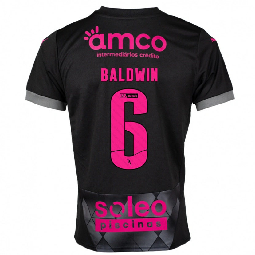 Danxen Børn Carlyn Baldwin #6 Sort Pink Udebane Spillertrøjer 2024/25 Trøje T-Shirt
