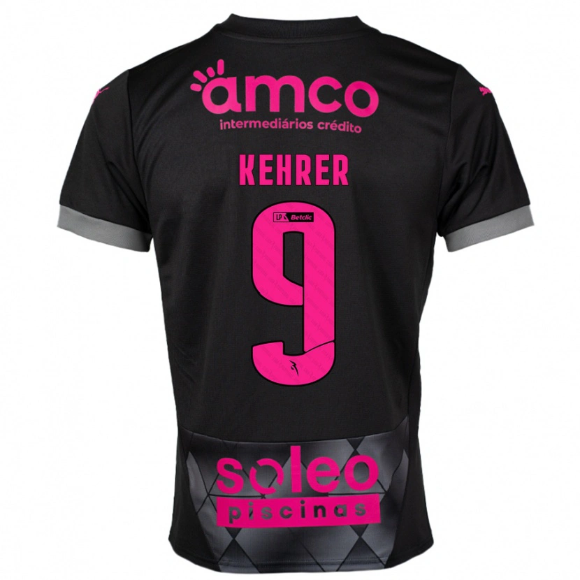 Danxen Børn Caroline Kehrer #9 Sort Pink Udebane Spillertrøjer 2024/25 Trøje T-Shirt