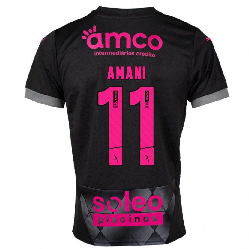 Danxen Børn Jolina Amani #11 Sort Pink Udebane Spillertrøjer 2024/25 Trøje T-Shirt