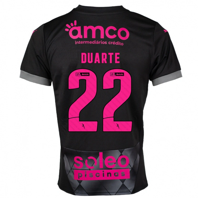 Danxen Børn Vânia Duarte #22 Sort Pink Udebane Spillertrøjer 2024/25 Trøje T-Shirt