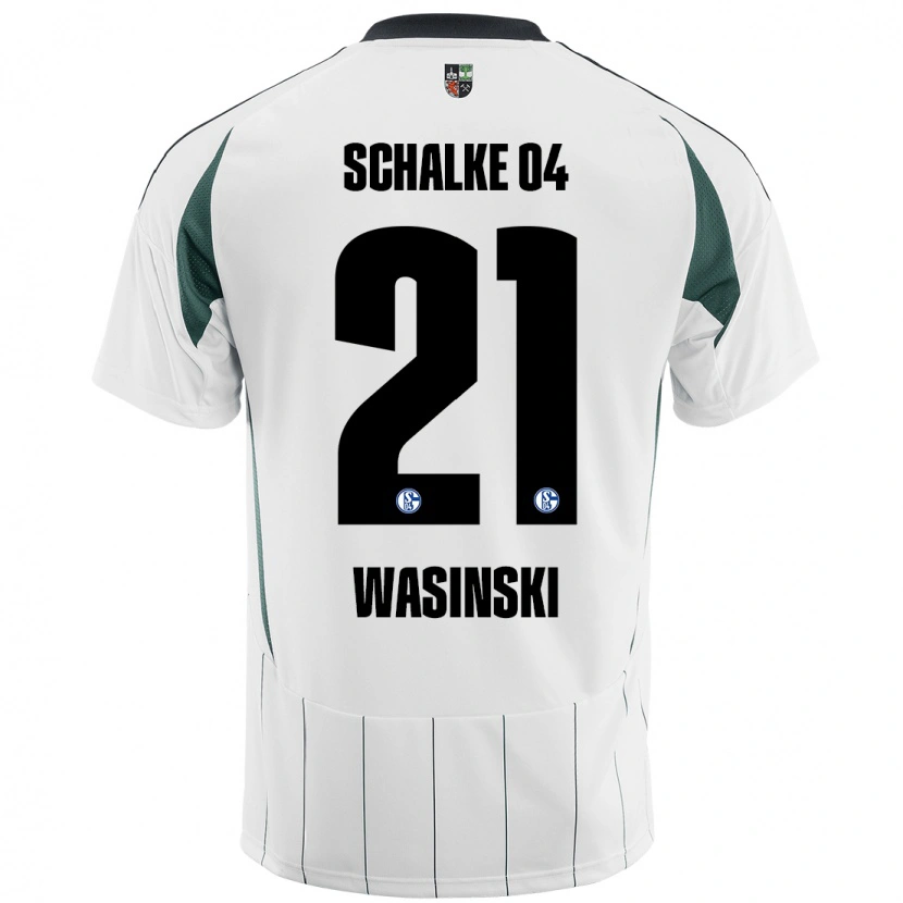 Danxen Børn Martin Wasinski #21 Hvid Grøn Udebane Spillertrøjer 2024/25 Trøje T-Shirt