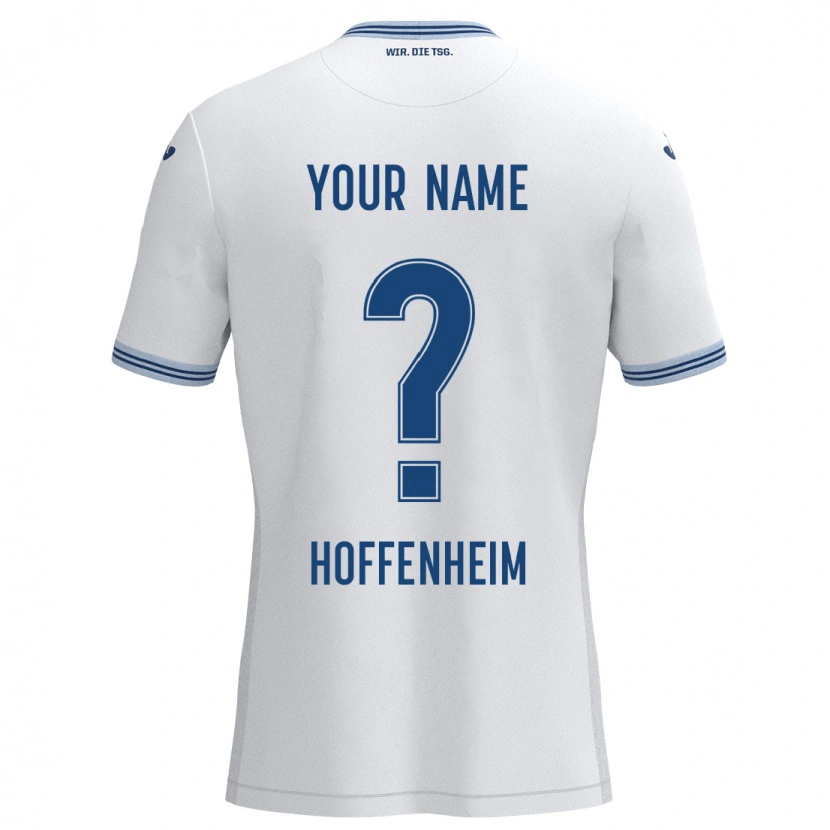 Danxen Børn Dit Navn #0 Hvid Blå Udebane Spillertrøjer 2024/25 Trøje T-Shirt