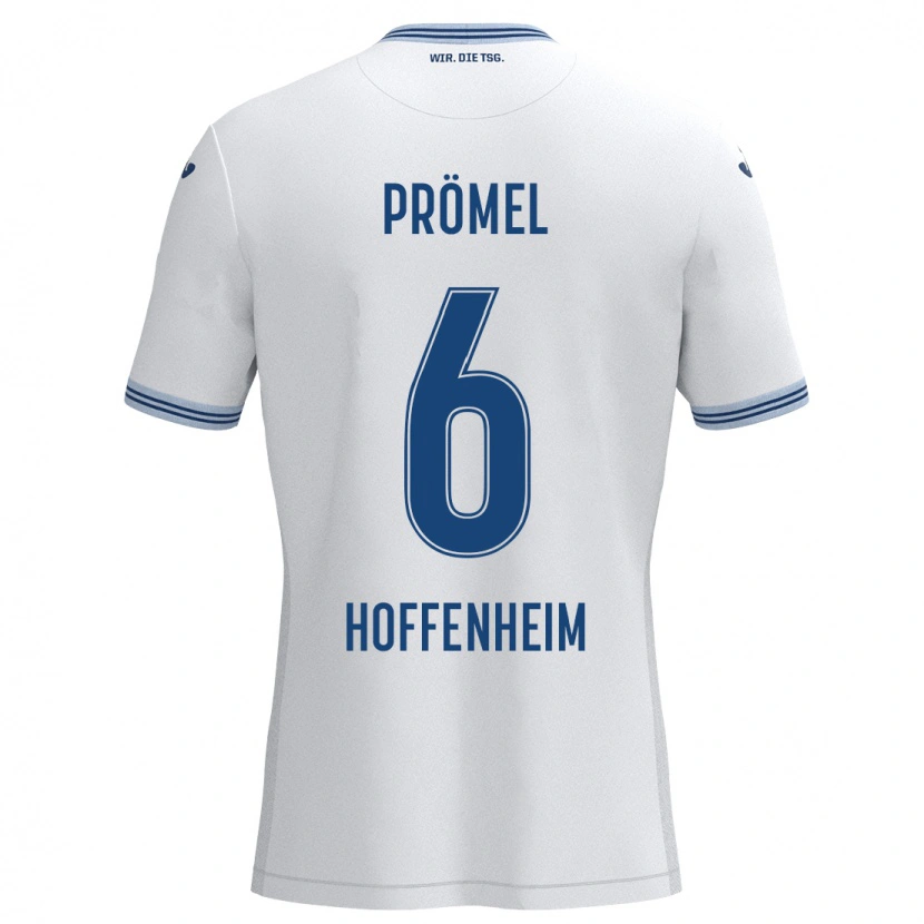 Danxen Børn Grischa Prömel #6 Hvid Blå Udebane Spillertrøjer 2024/25 Trøje T-Shirt