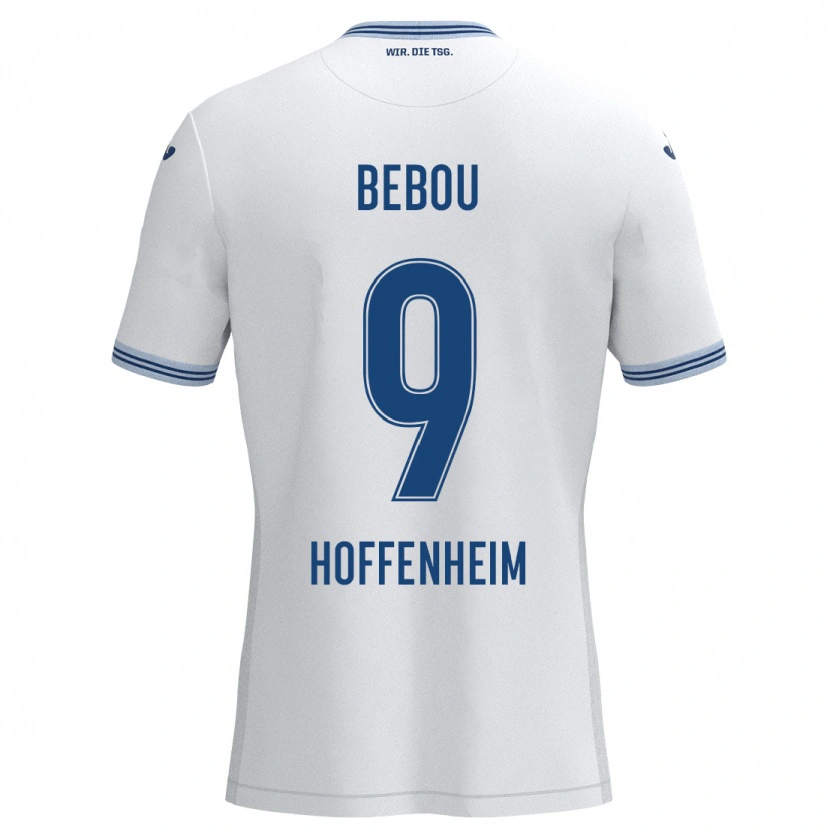 Danxen Børn Ihlas Bebou #9 Hvid Blå Udebane Spillertrøjer 2024/25 Trøje T-Shirt