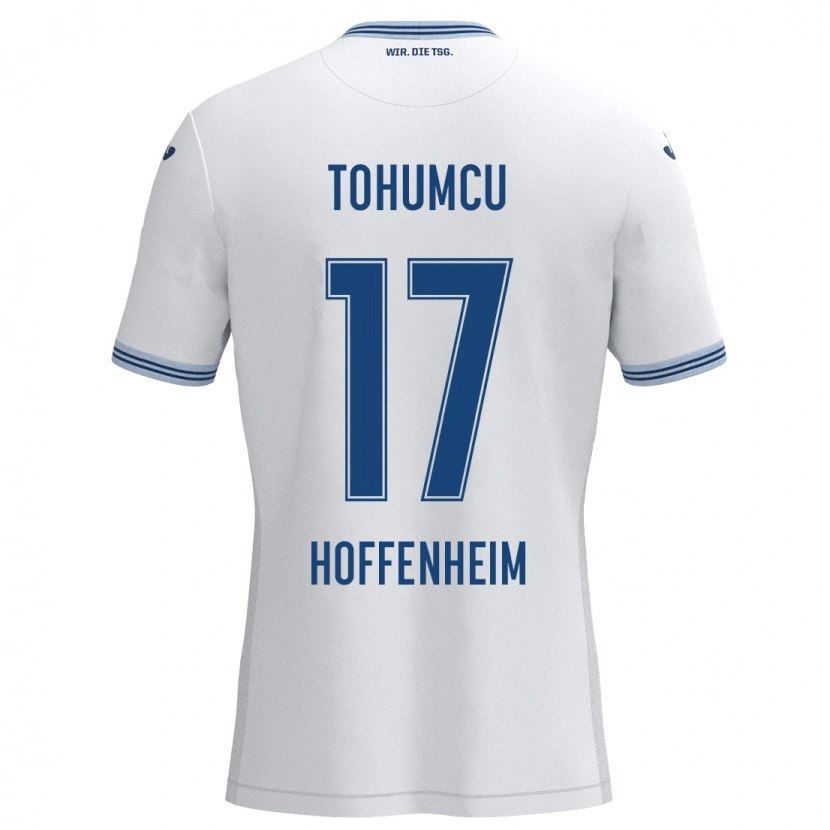 Danxen Børn Umut Tohumcu #17 Hvid Blå Udebane Spillertrøjer 2024/25 Trøje T-Shirt