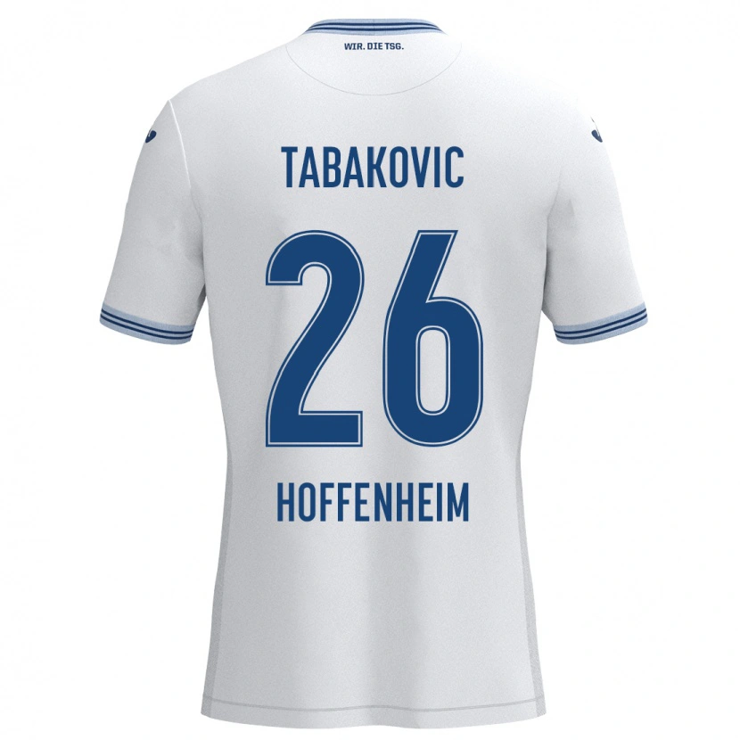 Danxen Børn Haris Tabakovic #26 Hvid Blå Udebane Spillertrøjer 2024/25 Trøje T-Shirt