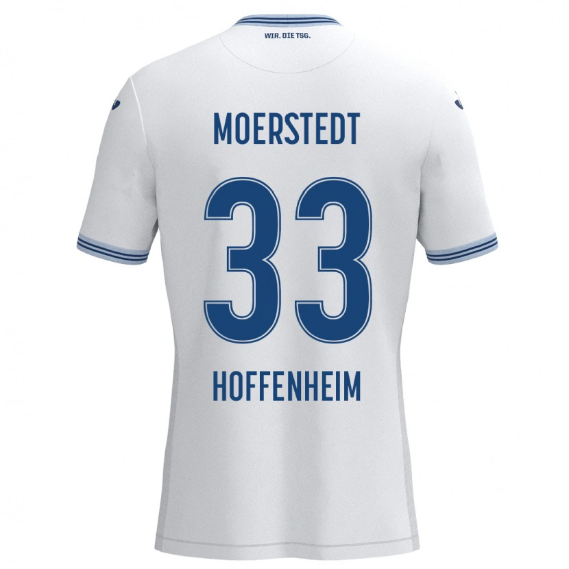 Danxen Børn Max Moerstedt #33 Hvid Blå Udebane Spillertrøjer 2024/25 Trøje T-Shirt
