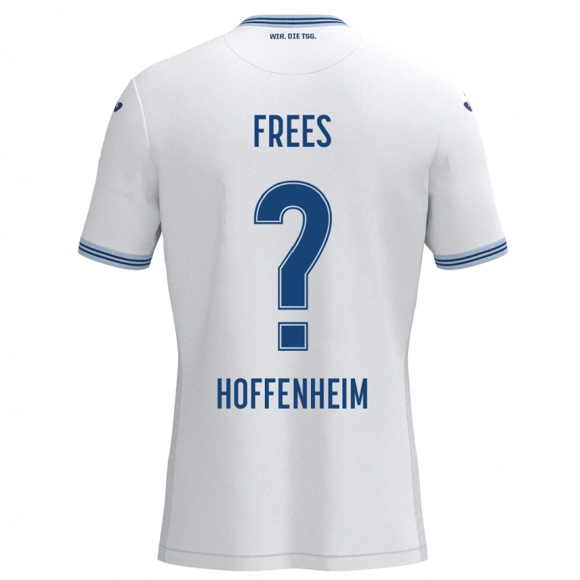 Danxen Børn Kelven Frees #0 Hvid Blå Udebane Spillertrøjer 2024/25 Trøje T-Shirt