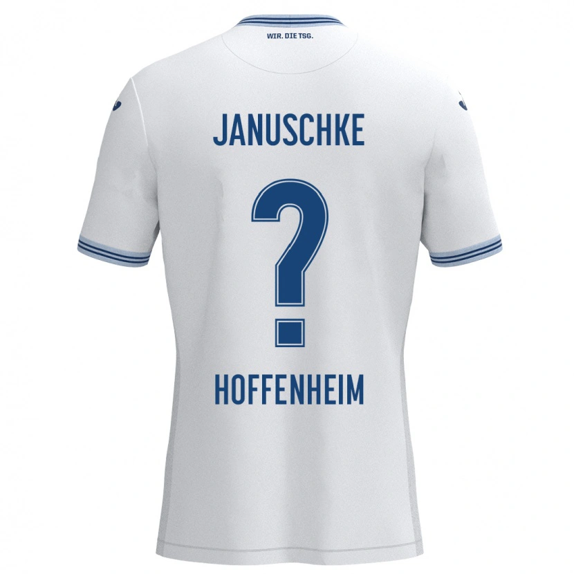 Danxen Børn Tim Januschke #0 Hvid Blå Udebane Spillertrøjer 2024/25 Trøje T-Shirt