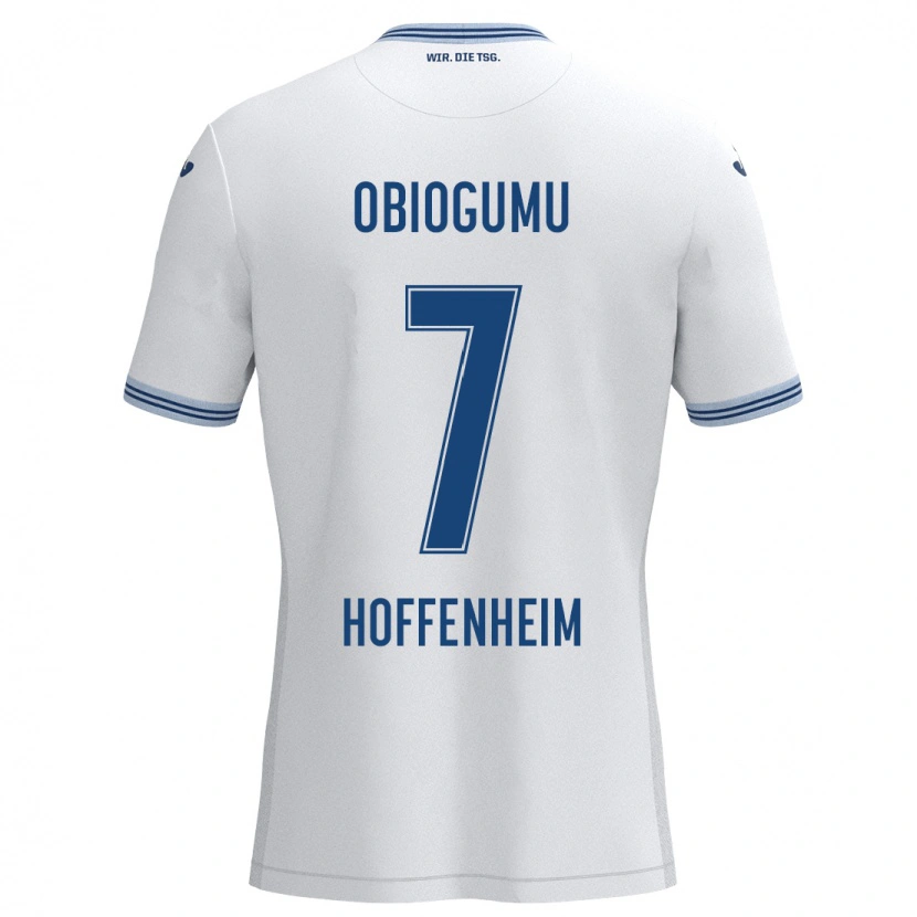 Danxen Børn Uche Obiogumu #7 Hvid Blå Udebane Spillertrøjer 2024/25 Trøje T-Shirt