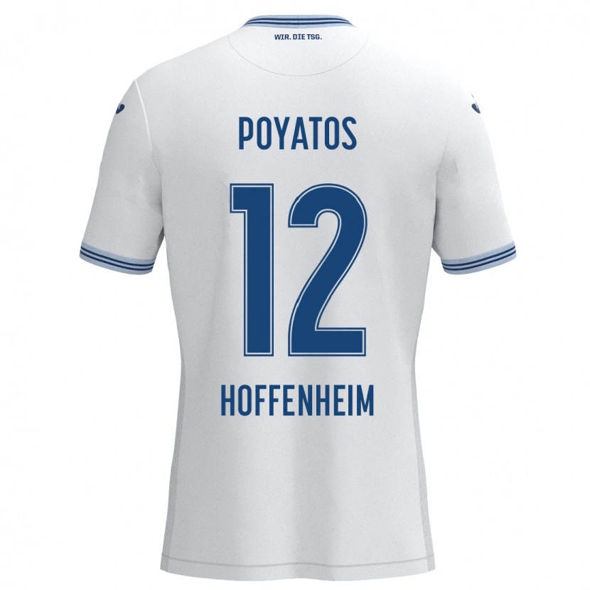 Danxen Børn Miguel Poyatos #12 Hvid Blå Udebane Spillertrøjer 2024/25 Trøje T-Shirt