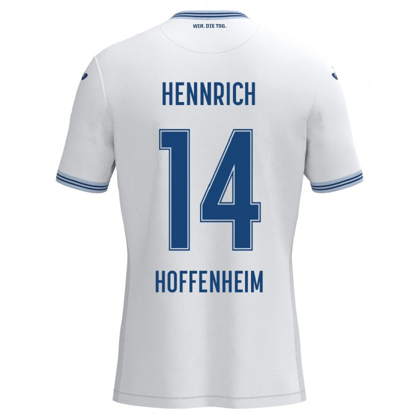 Danxen Børn Paul Hennrich #14 Hvid Blå Udebane Spillertrøjer 2024/25 Trøje T-Shirt