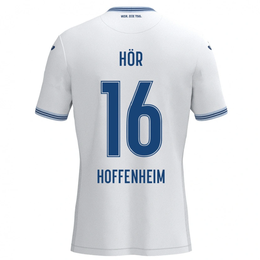 Danxen Børn Yannis Hör #16 Hvid Blå Udebane Spillertrøjer 2024/25 Trøje T-Shirt