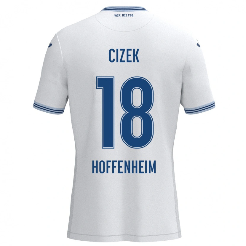 Danxen Børn Krystof Cizek #18 Hvid Blå Udebane Spillertrøjer 2024/25 Trøje T-Shirt