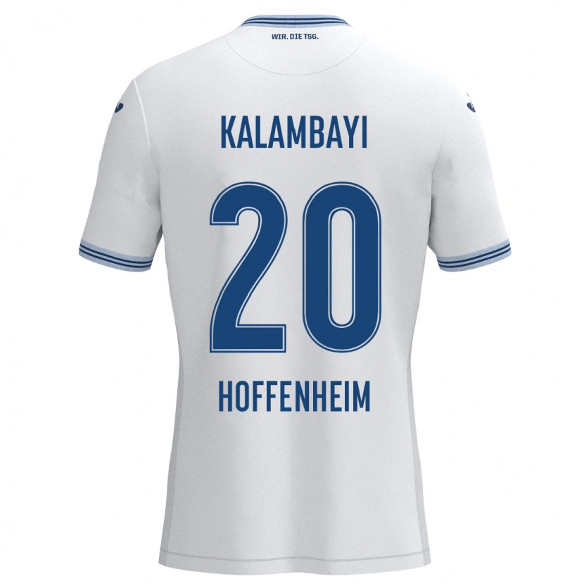 Danxen Børn Simon Kalambayi #20 Hvid Blå Udebane Spillertrøjer 2024/25 Trøje T-Shirt