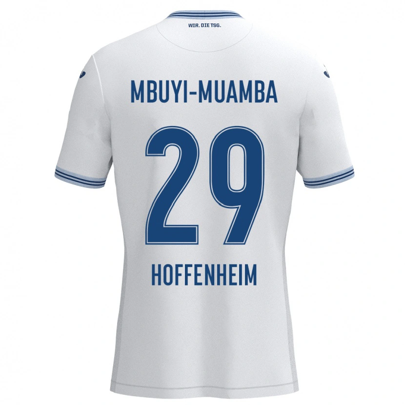 Danxen Børn Hubert Mbuyi-Muamba #29 Hvid Blå Udebane Spillertrøjer 2024/25 Trøje T-Shirt