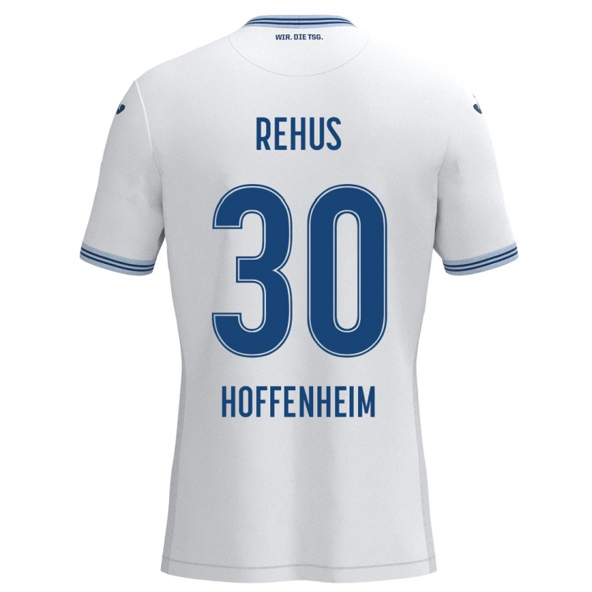 Danxen Børn Milan Rehus #30 Hvid Blå Udebane Spillertrøjer 2024/25 Trøje T-Shirt