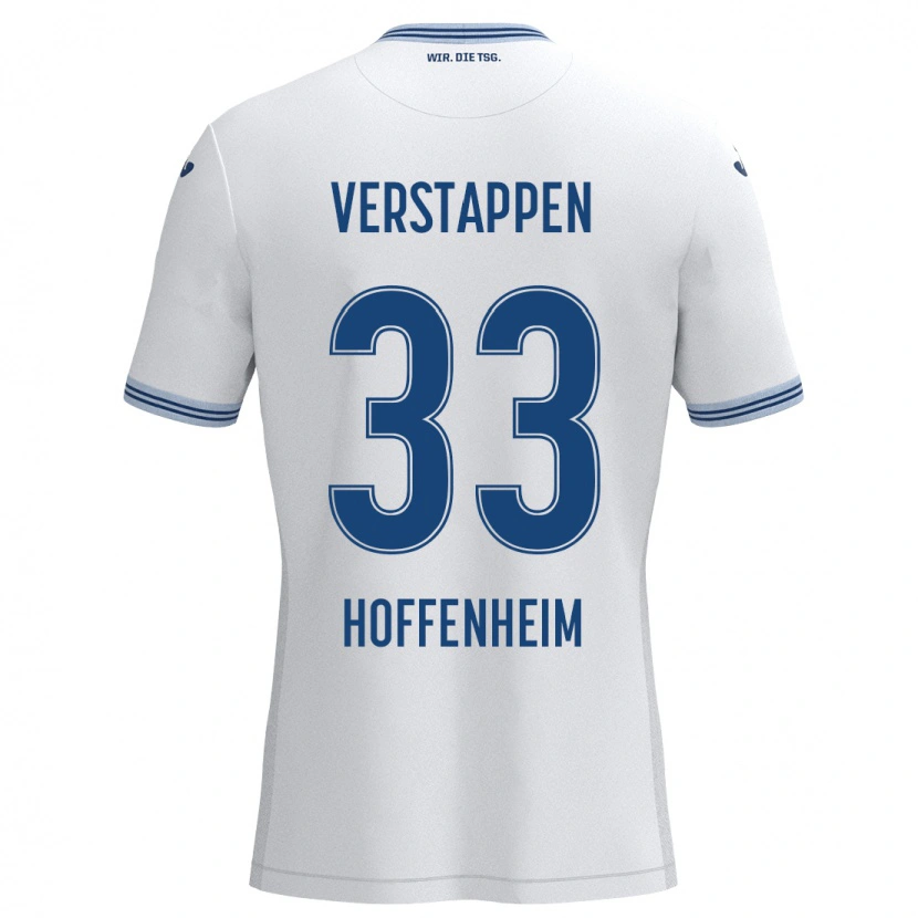 Danxen Børn Eric Verstappen #33 Hvid Blå Udebane Spillertrøjer 2024/25 Trøje T-Shirt
