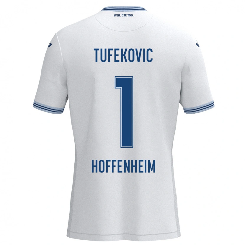 Danxen Børn Martina Tufekovic #1 Hvid Blå Udebane Spillertrøjer 2024/25 Trøje T-Shirt