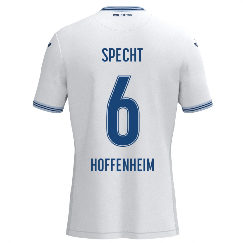 Danxen Børn Michaela Specht #6 Hvid Blå Udebane Spillertrøjer 2024/25 Trøje T-Shirt