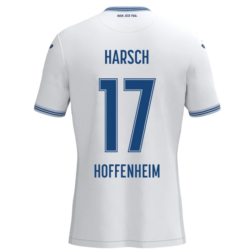 Danxen Børn Franziska Harsch #17 Hvid Blå Udebane Spillertrøjer 2024/25 Trøje T-Shirt
