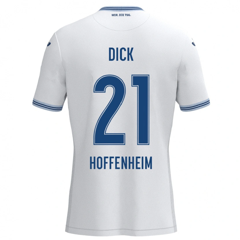 Danxen Børn Laura Dick #21 Hvid Blå Udebane Spillertrøjer 2024/25 Trøje T-Shirt