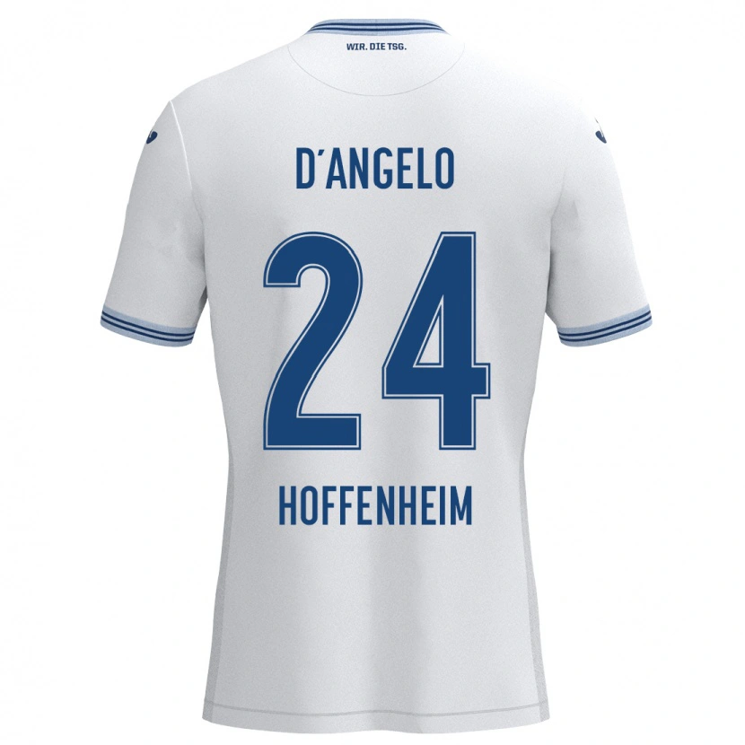 Danxen Børn Chiara D'angelo #24 Hvid Blå Udebane Spillertrøjer 2024/25 Trøje T-Shirt