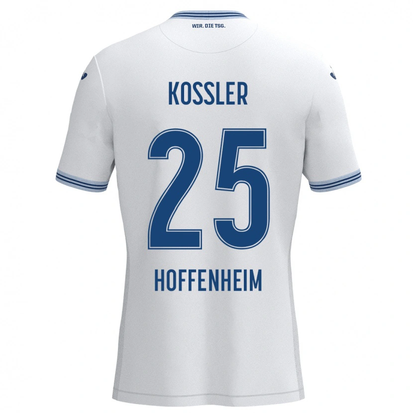 Danxen Børn Melissa Kössler #25 Hvid Blå Udebane Spillertrøjer 2024/25 Trøje T-Shirt