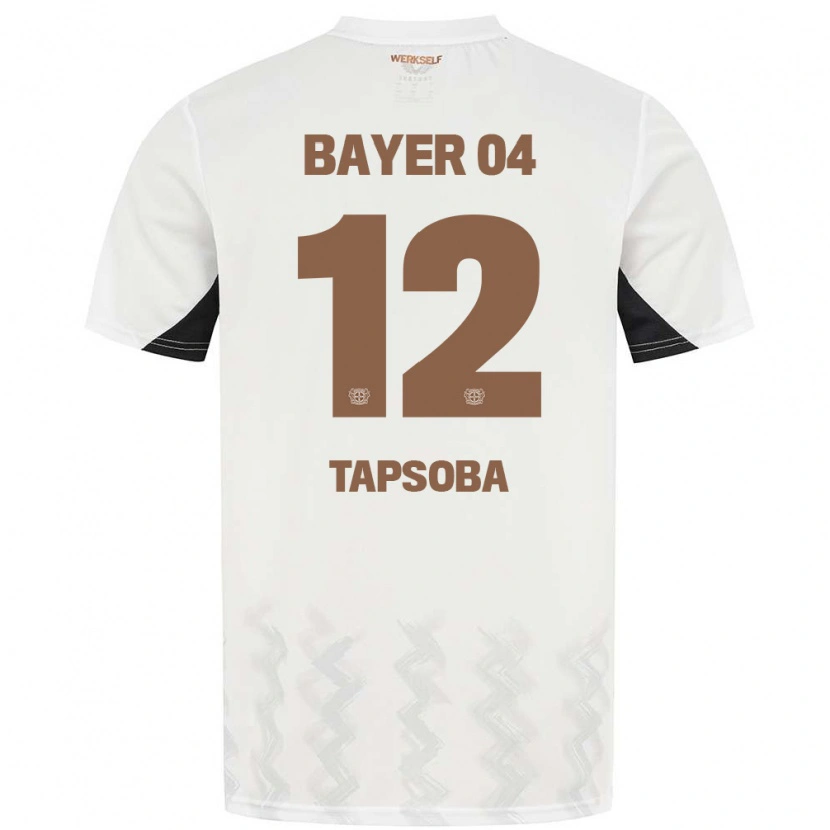 Danxen Børn Edmond Tapsoba #12 Hvid Sort Udebane Spillertrøjer 2024/25 Trøje T-Shirt