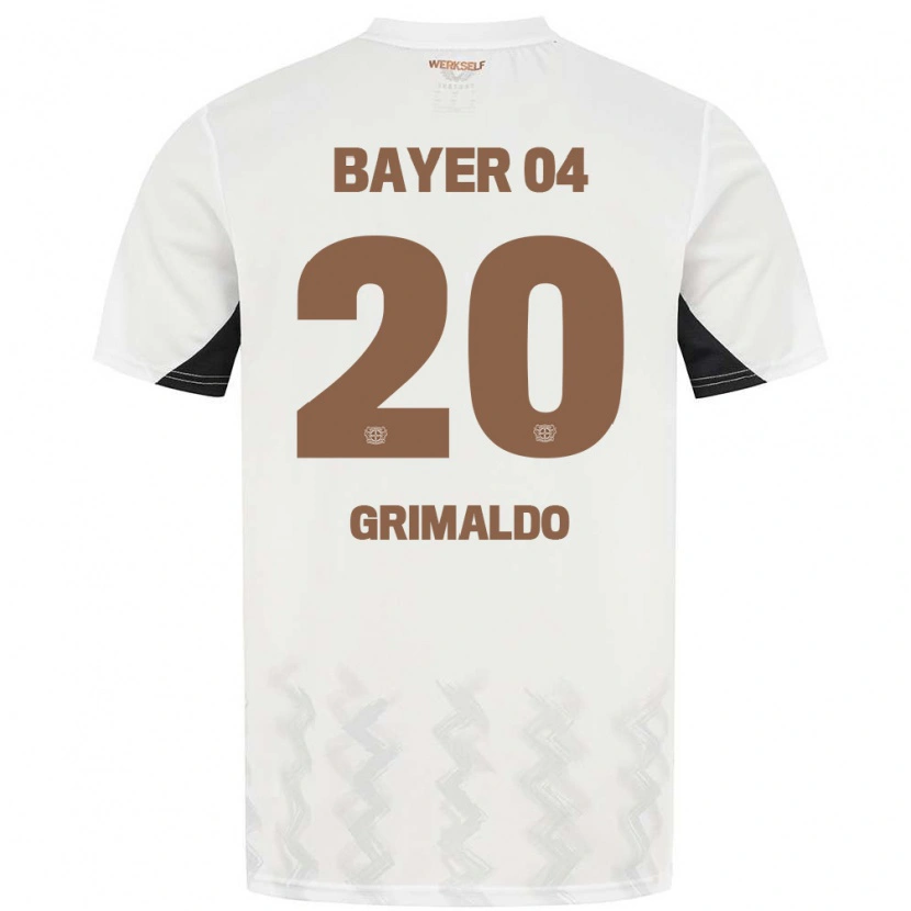 Danxen Børn Alejandro Grimaldo #20 Hvid Sort Udebane Spillertrøjer 2024/25 Trøje T-Shirt