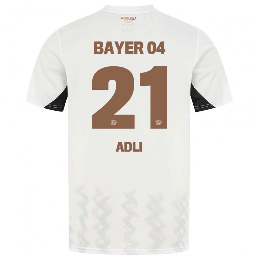 Danxen Børn Amine Adli #21 Hvid Sort Udebane Spillertrøjer 2024/25 Trøje T-Shirt