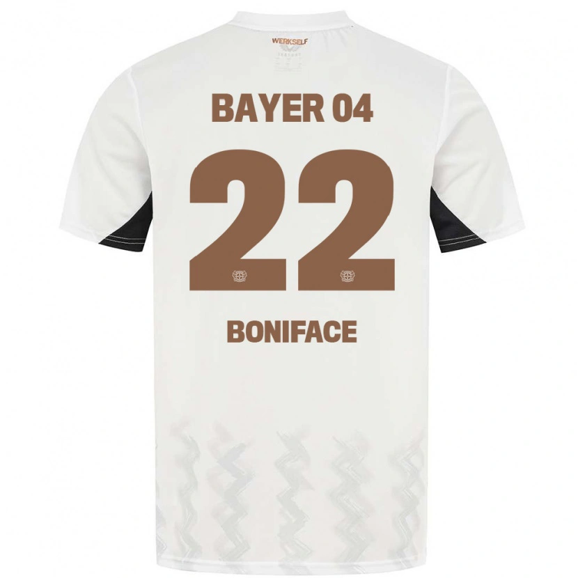 Danxen Børn Victor Boniface #22 Hvid Sort Udebane Spillertrøjer 2024/25 Trøje T-Shirt