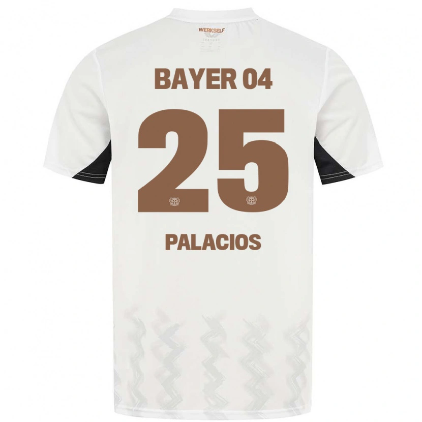 Danxen Børn Exequiel Palacios #25 Hvid Sort Udebane Spillertrøjer 2024/25 Trøje T-Shirt