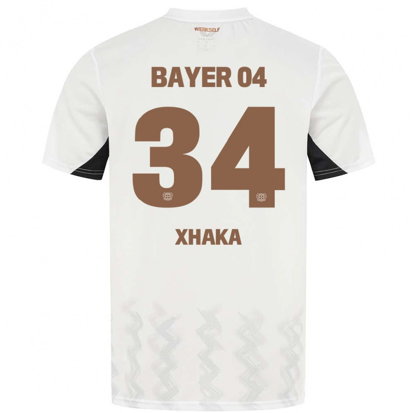 Danxen Børn Granit Xhaka #34 Hvid Sort Udebane Spillertrøjer 2024/25 Trøje T-Shirt