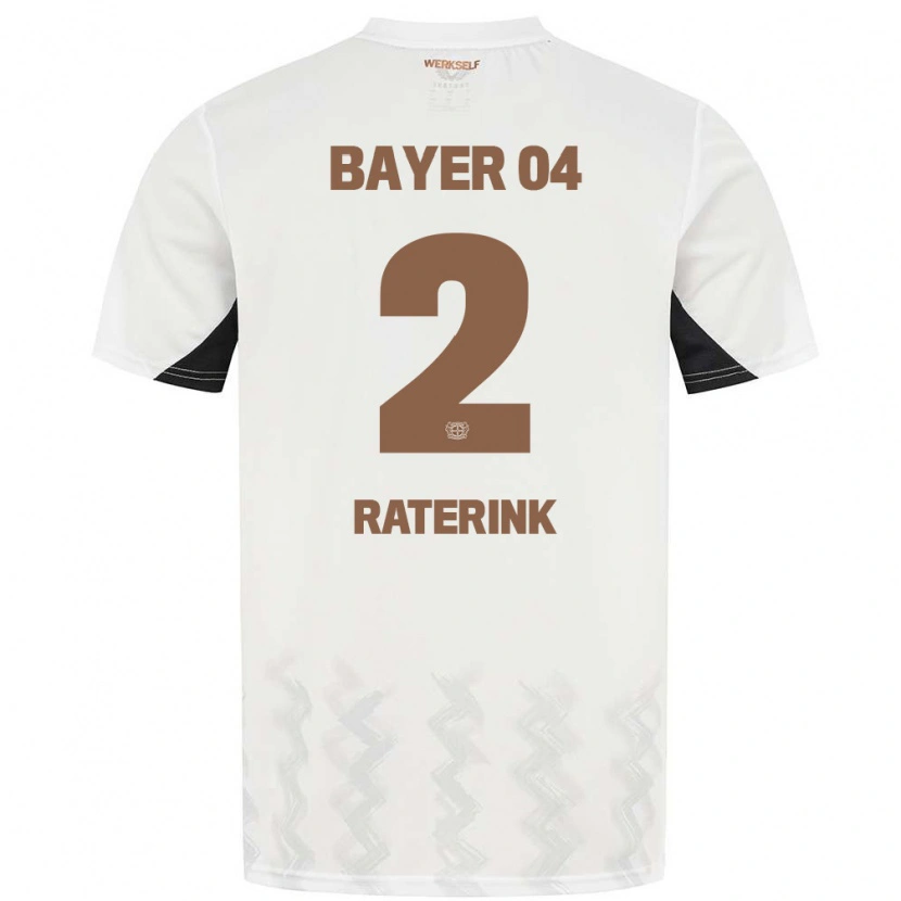 Danxen Børn Othniël Raterink #2 Hvid Sort Udebane Spillertrøjer 2024/25 Trøje T-Shirt