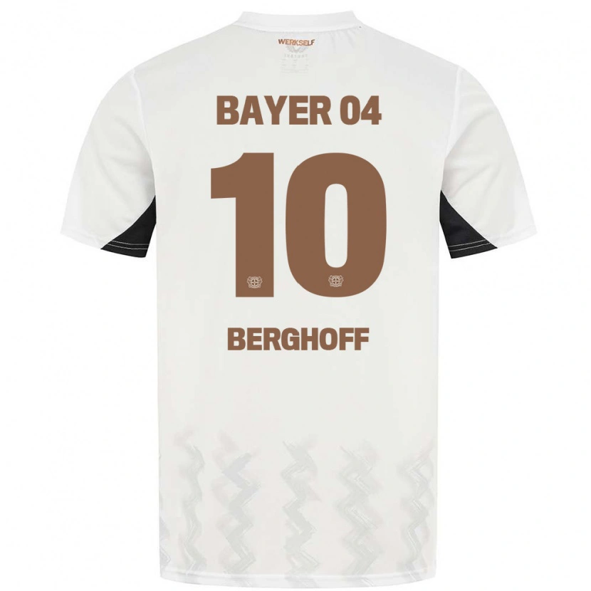 Danxen Børn Jonah Berghoff #10 Hvid Sort Udebane Spillertrøjer 2024/25 Trøje T-Shirt