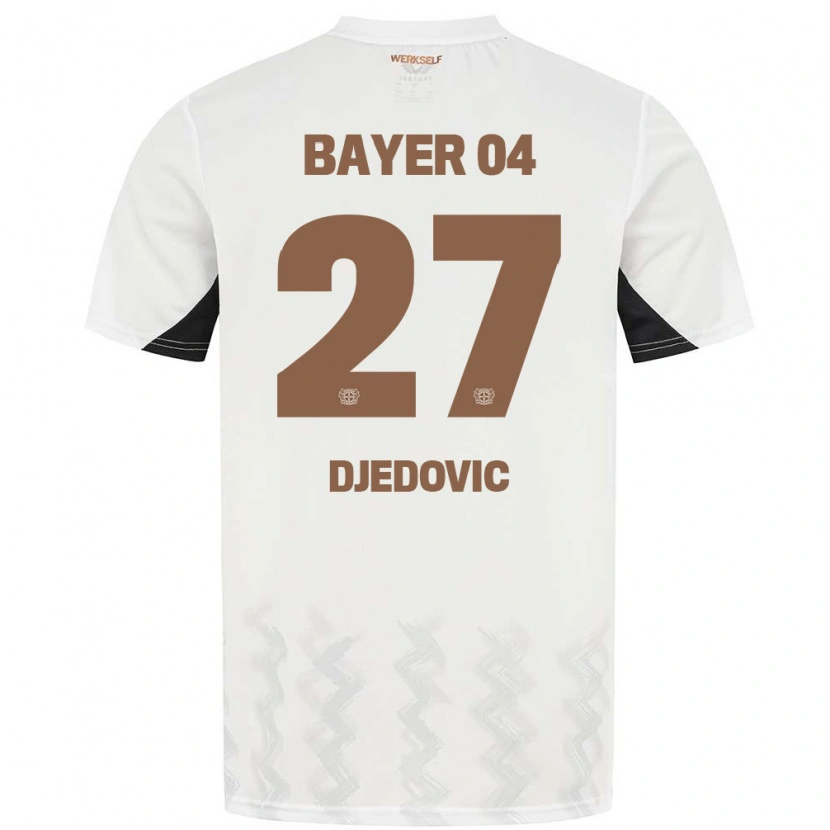 Danxen Børn Seldin Djedovic #27 Hvid Sort Udebane Spillertrøjer 2024/25 Trøje T-Shirt